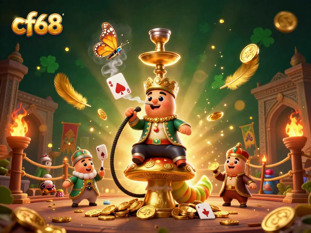Experience thrilling gameplay with cf68's engaging poker scene featuring a whimsical caterpillar.
