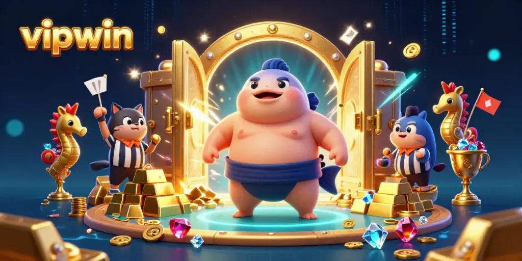 Experience thrilling gameplay at vipwin with a lively underwater casino scene filled with exciting elements.