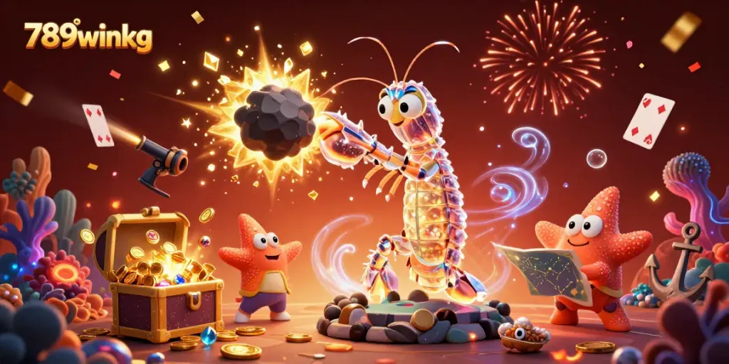 Experience the excitement of 789winkg with vibrant galactic characters engaging in dynamic gambling action in a stunning 3D scene.