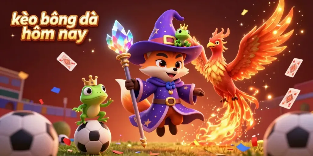 Engage with kèo bóng đá hôm nay through captivating wizard and phoenix celebrating sports betting vibes.