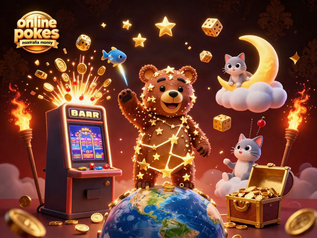 Engage thrilling online pokies Australia real money with a dazzling 3D casino scene bursting with excitement.
