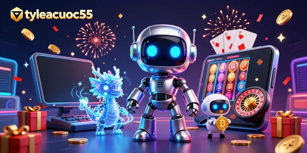 Engage with tylecacuoc55 through a vibrant scene showcasing advanced gaming elements and characters.