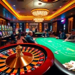GA888 players enjoying vibrant casino games around a sleek poker table with colorful slots.