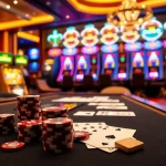 Experience the thrill at qh88 casino with vibrant slot machines and polished poker chips.