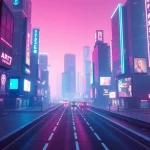 AI porn revolutionized: a vibrant city showcasing digital technology and adult content creation.