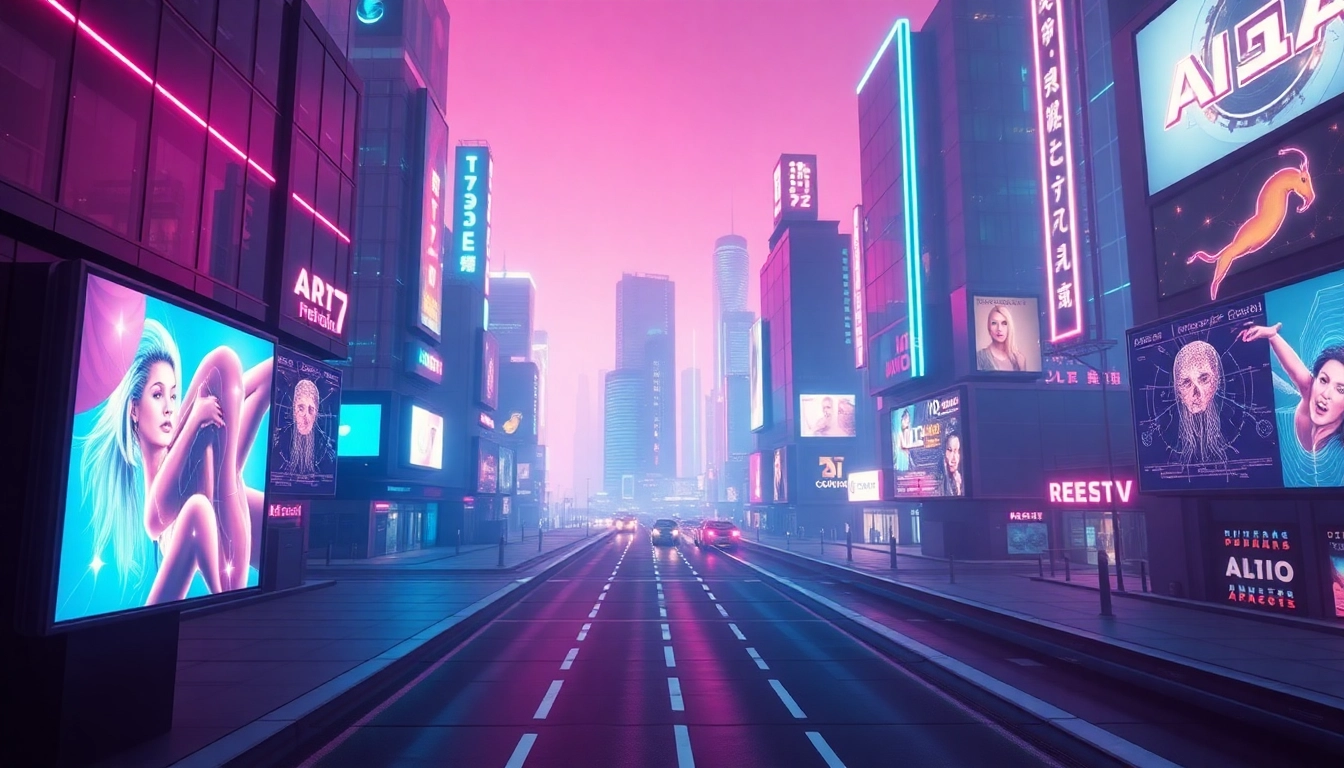 AI porn revolutionized: a vibrant city showcasing digital technology and adult content creation.