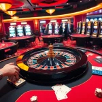 Engage with thrilling games at https://debet.spot/ showcasing an elegant casino atmosphere with roulette and poker tables.