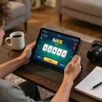 Engaging live poker game on hi88 app showcasing strategy in a cozy home setting