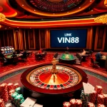 Experience thrilling gameplay while discovering LINK VIN88 at a vibrant casino scene.