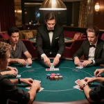 Engaging poker gameplay at https://cm88.group/ in a luxurious private setting, showcasing players in action and rich decor.