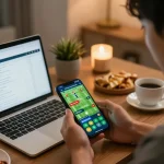 Engaging in kèo nhà cái 88 sports betting while viewing live odds on smartphone in a cozy setting