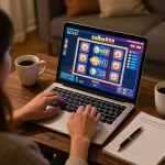 Engaged player enjoying games at Saibo898 Casino on a laptop while managing bankroll