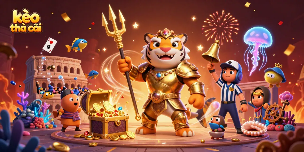 Experience thrilling kèo nhà cái excitement with a dynamic underwater casino showdown featuring a golden shark gladiator.