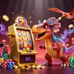 Win big at vipph as a pachycephalosaurus hits a jackpot, with gold coins flying everywhere!