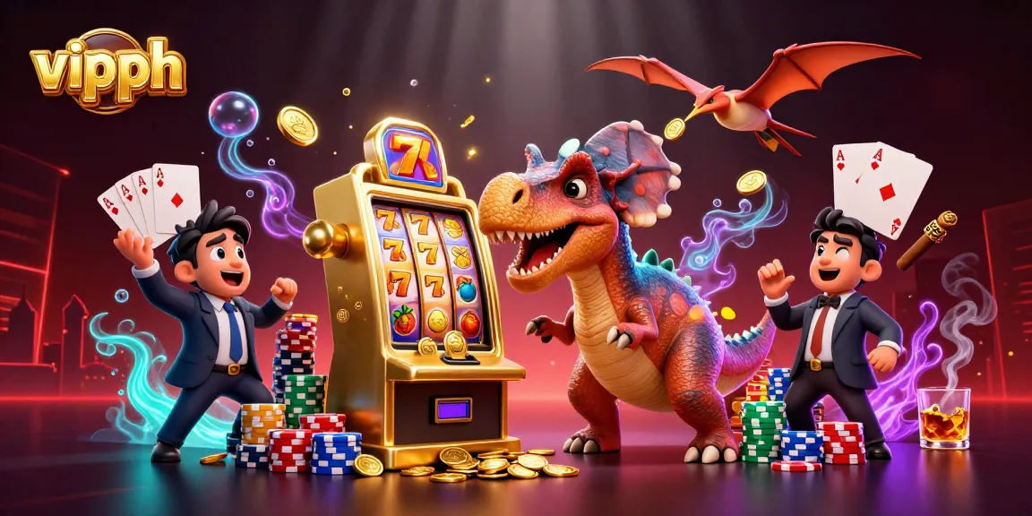 Win big at vipph as a pachycephalosaurus hits a jackpot, with gold coins flying everywhere!