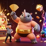 hitclub cartoon illustration with whimsical beetles and vibrant casino elements