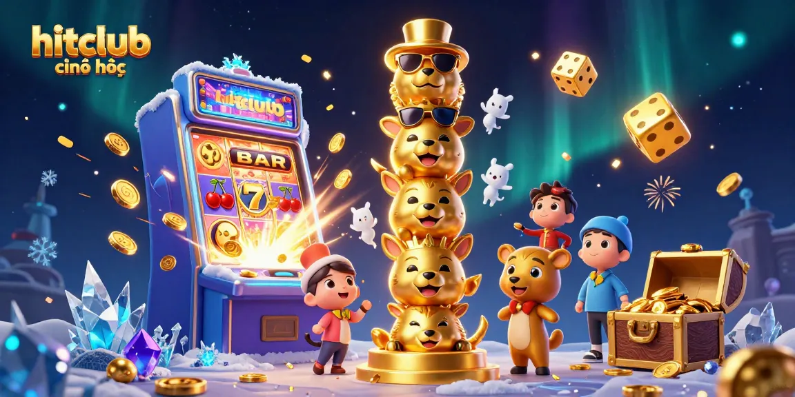 Experience the excitement of hitclub chính thức with a vibrant casino scene featuring a lively jackpot explosion and colorful games.