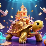 Experience the excitement of betting with bet 365 in a vibrant casino scene featuring a golden tortoise and games.