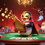 Experience jokaroom best casino bonuses with a whimsical 3D penguin character playing for gold.