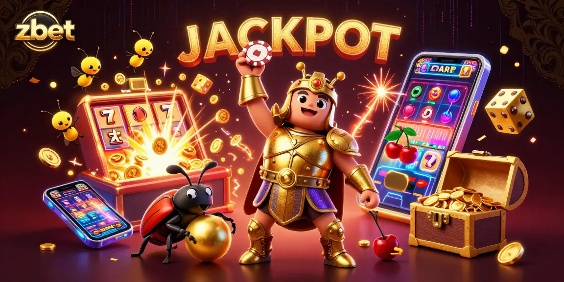 Experience the thrill of zbet casino with a dynamic jackpot celebration illustration.