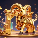Experience the thrill of sun win with a dynamic 3D casino scene featuring a golden ram charging through rich betting elements.