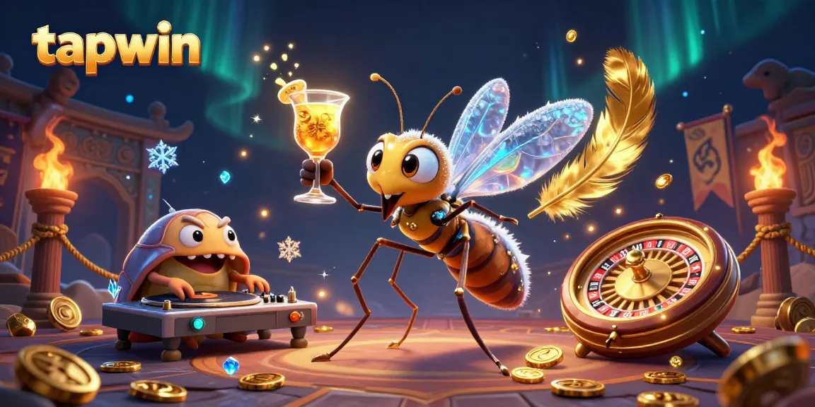 Experience the thrilling tapwin casino environment with a vibrant 3D scene featuring unique characters and golden gambling elements.
