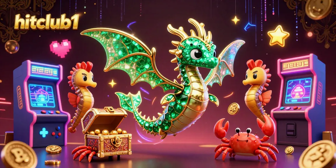 Experience thrilling gaming at hitclub1 with a vibrant scene of a sea dragon and arcade machines.