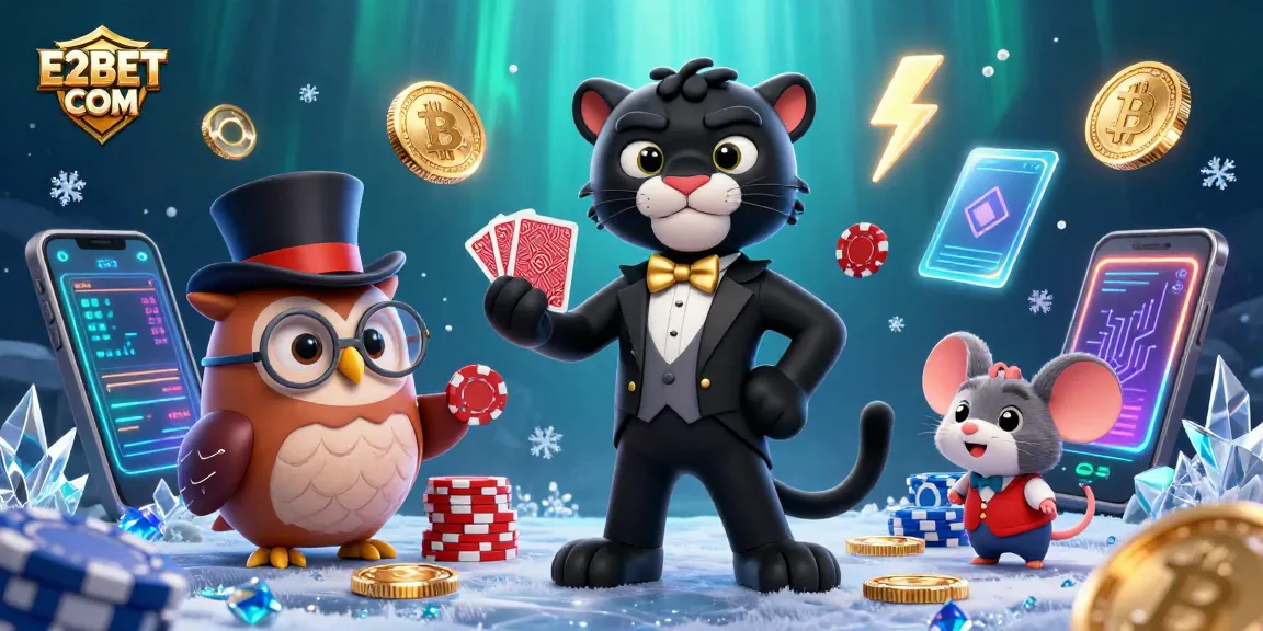 Engage with E2BET COM’s thrilling crypto casino experience through this vibrant 3D illustration.