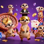 Experience online casinos real money with this vibrant illustration of meerkats running a casino, full of exciting gaming elements and energy.